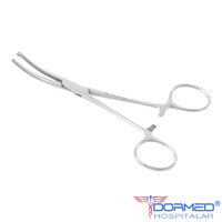 Pinça Kocher 1X2 Dentes Curva 18cm - ABC