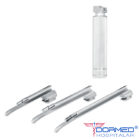 Kit Laringoscópio Inox Infantil Completo com 03 Lâminas Retas - MD