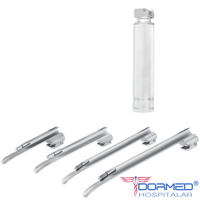 Kit Laringoscópio Inox Adulto Completo com 04 Lâminas Retas - MD