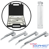 Kit Laringoscópio Inox Adulto Completo com 04 Lâminas Retas com Estojo - MD
