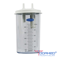 Frasco p/ Aspiração Autoclavável 121ºC Transparente 1,0L c/ Tampa - Medicate