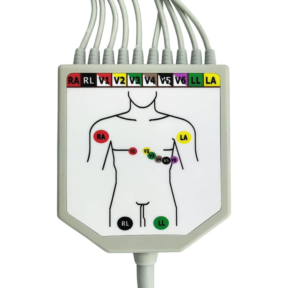 Cabo Paciente de 10 vias (Garra Jacaré) Compatível c/ ECG Cardio-7