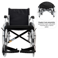 Cadeira De Rodas Alumínio 120kg T44 D600 - Dellamed