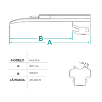 Lâmina de Laringo Inox Reta Miller 4 - MD