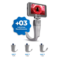 Videolaringoscópio Tela 3,2" c/ 03 Lâminas Reutilizáveis CR-31 - Coreray