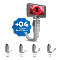 Videolaringoscópio Tela 3,2" c/ 04 Lâminas Reutilizáveis CR-31 - Coreray