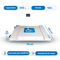 Balança Eletrônica P/ Cadeirante 500kg Wpl 500 C/ Rampa - Welmy
